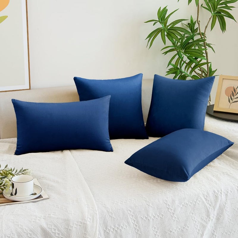 QUORGVES Navy Blue Throw Pillows Navy Blue Pillow Covers 20x20 Inch Pack of 2 for Couch Sofa Living Room Bed Bedroom Soft Square Velvet Throw Pillow Cover 20 x 20 Set of 2 - Image 4